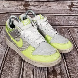 NIKE DUNK LOW Womens 8 Grey Citron Silver Green Metallic Shoe Sneaker 318638 031